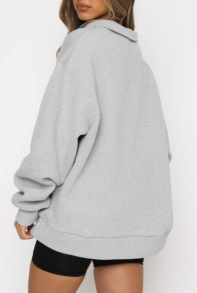 Detalle de CHICZONE Women’s oversized quarter-zip sweatshirt pullover with pocket