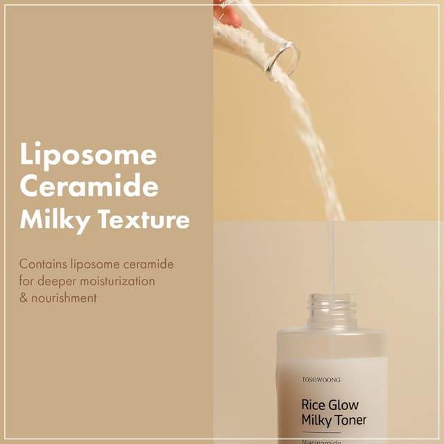 Detalle 2 de TOSOWOONG Tonico lattiginoso illuminante al riso con niacinamide, ceramidi e pantenolo (250 ml)