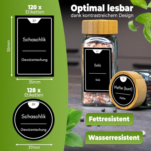 Detalle 2 de CLIDOR Gewürzgläser eckig 24 x 125 ml