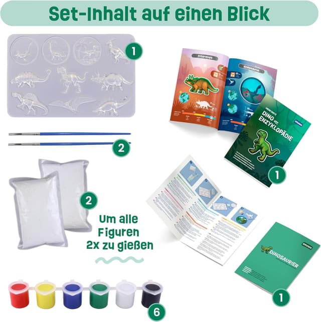 Detalle de Smowo® Dino-Gipsfiguren-Set mit 10 Modellen – Gießen & Bemalen für Kinder