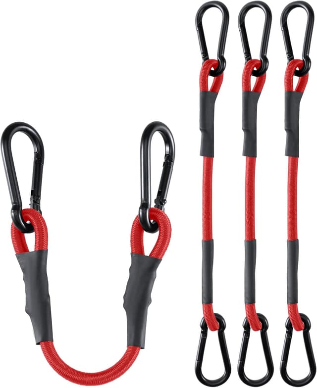 Detalle de LuckyStraps 96'' Heavy Duty Carabiner Bungee Cords (2-Pack) with Locking Hooks, Black