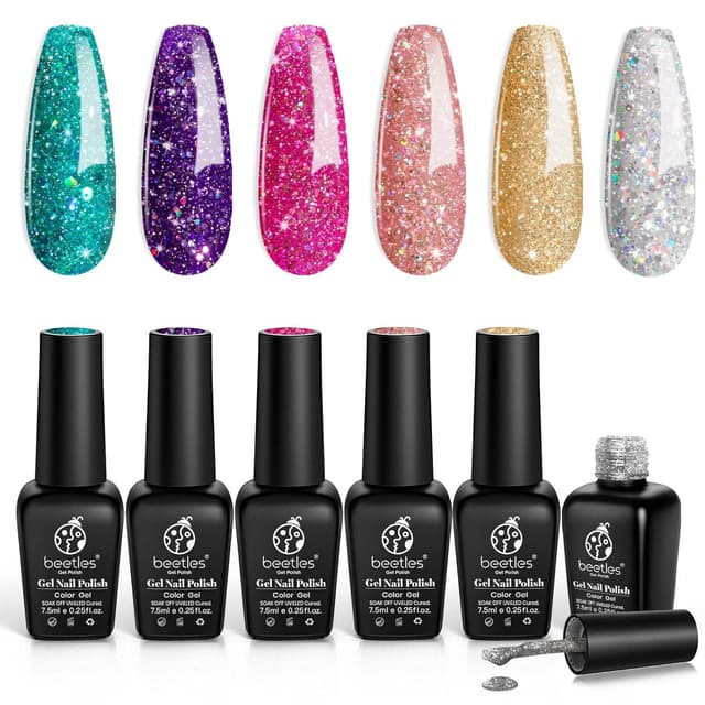 Detalle de beetles Gel Polish Glitzer Gel Set 6 Farben