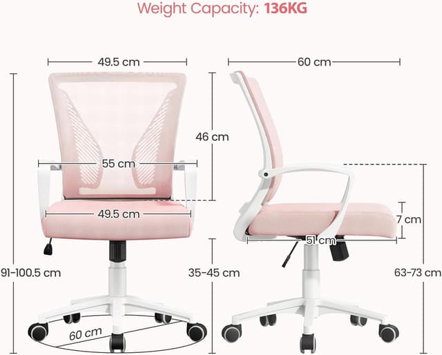 Detalle de Yaheetech Sedia da Ufficio Ergonomica 136 kg