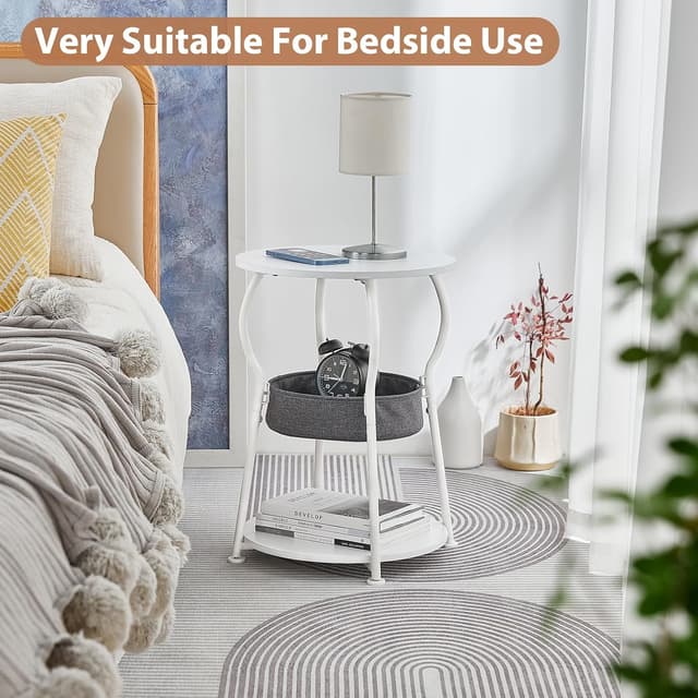 Thumbnail 6 de ZEXVIDA runder Beistelltisch Vintage mit Stauraum (3-stufig), weiß, 40 x 55 cm