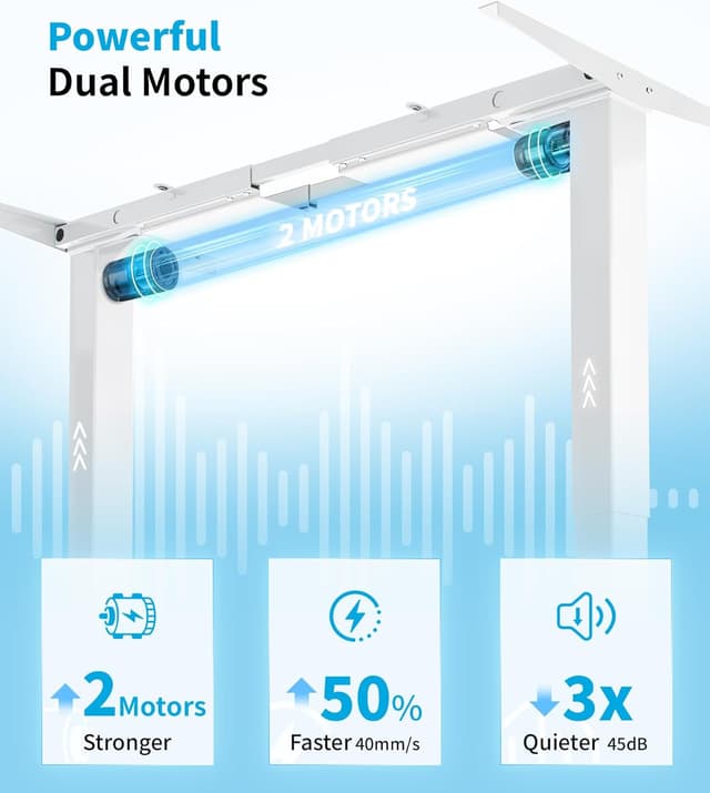 Detalle 2 de MAIDeSITe T2 Pro Plus dual-motor height adjustable standing desk frame (white)