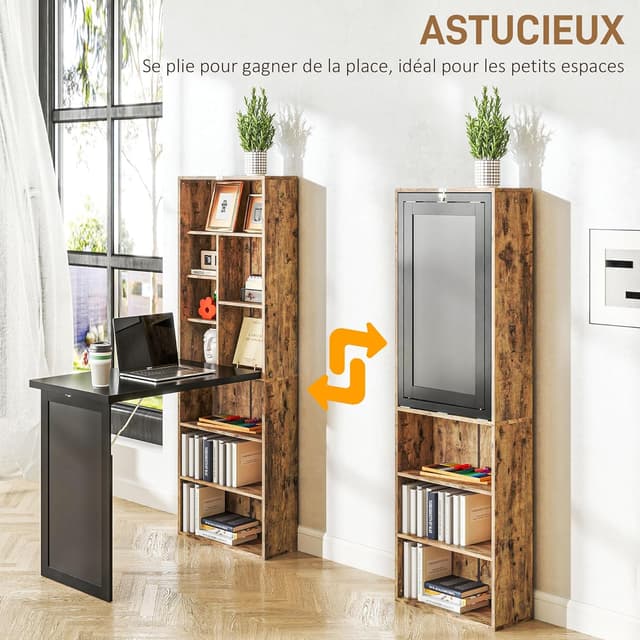 Thumbnail 3 de HOMCOM Bureau Informatique Pliable 98x51x153cm