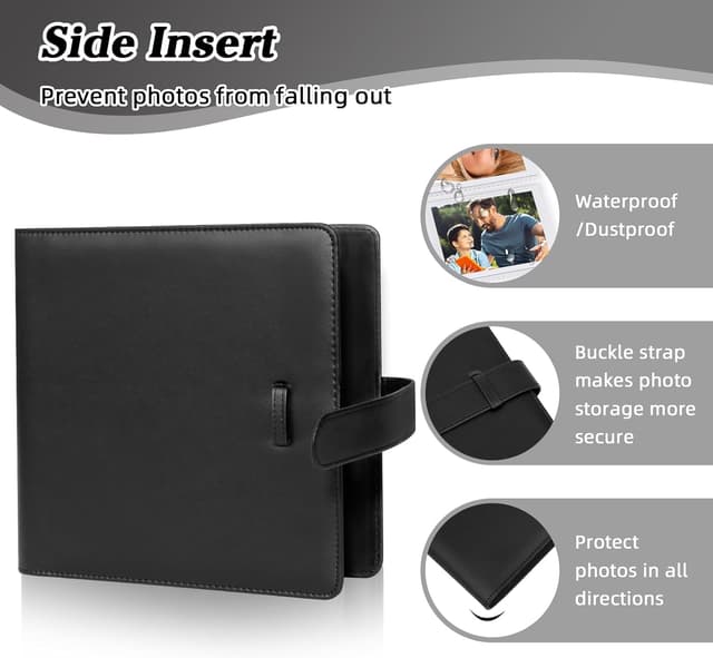 Detalle de 360-Fach Fotoalbum für Fujifilm Instax Mini, Polaroid Snap & Co. – Album für 86x54-mm Sofortbilder (Schwarz)