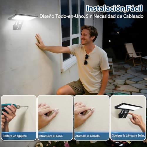 Detalle de JESLED Luz Solar Exterior con Sensor de Movimiento (2 paquetes, 90 LED) e IP65 para jardín y camino