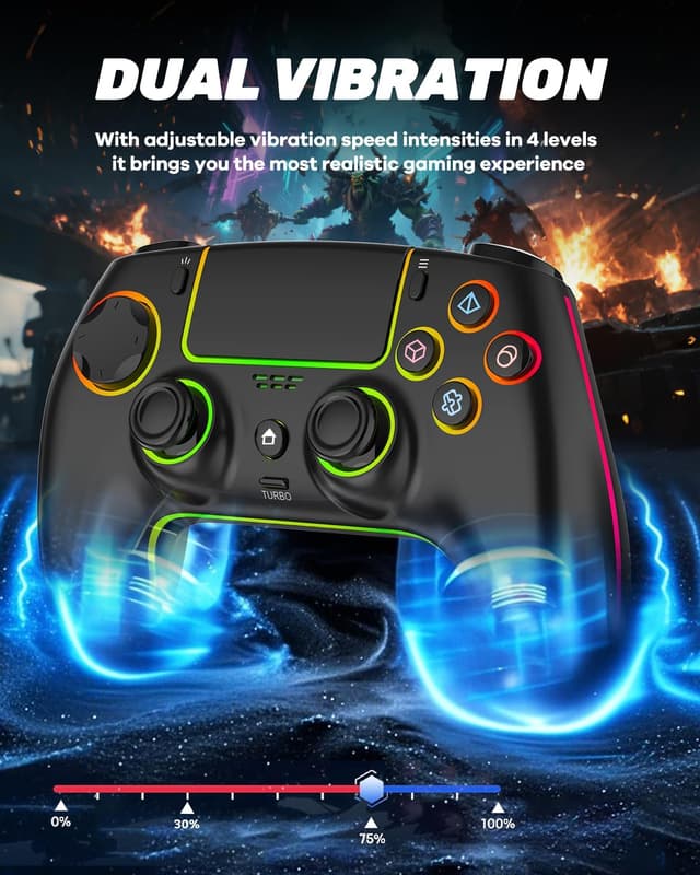 Detalle 1 de MYSTILUCK Controller Wireless per PS5/PC/Mac/iOS/Android/Steam Deck con Hall Effect, 7 colori RGB e doppia vibrazione