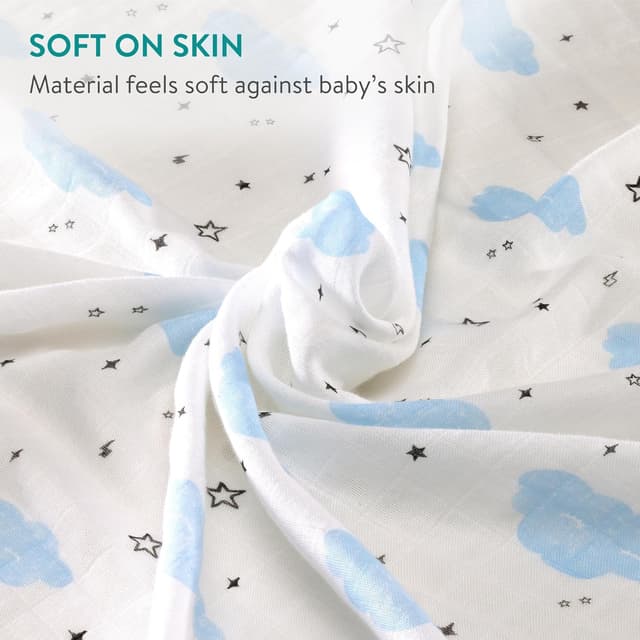 Detalle de Navaris Muslin Cloths for Baby (Pack of 4) 80 x 80 cm squares