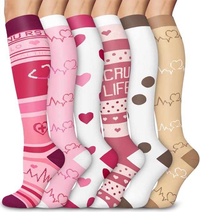 Detalle de Aoliks Medical Compression Socks (Knee High) for Women & Men — Nylon Blend Support Socks for Running, Nurses, and Travel