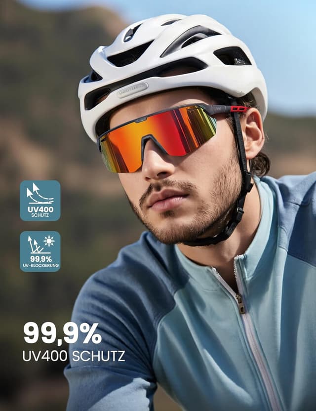 Detalle de Lamicall Schnelle Sportbrille Herren & Damen (TR-90, 24 g) mit polarisierte TAC-Gläsern und UV400