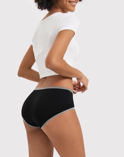 Thumbnail 3 de INNERSY Bragas Mujer Algodón Elástico Culotte Cintura Media Ropa Interior Cómodas y Suaves Pack de 6 (2XL-EU 46, Oscuro con Cinturilla En Contraste)