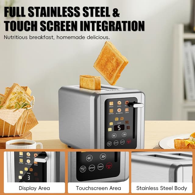 Thumbnail 6 de WHALL Touch Screen Toaster 2-Slice with Timer 🍞