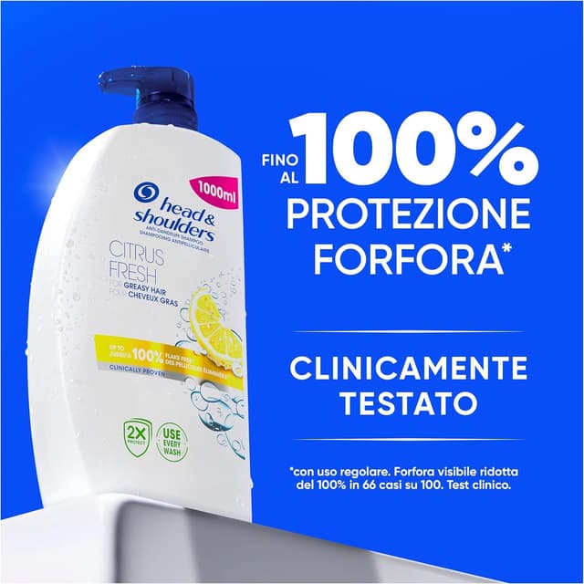 Detalle 1 de Head & Shoulders Citrus Fresh Shampoo antiforfora per capelli grassi con dosatore 1000 ml