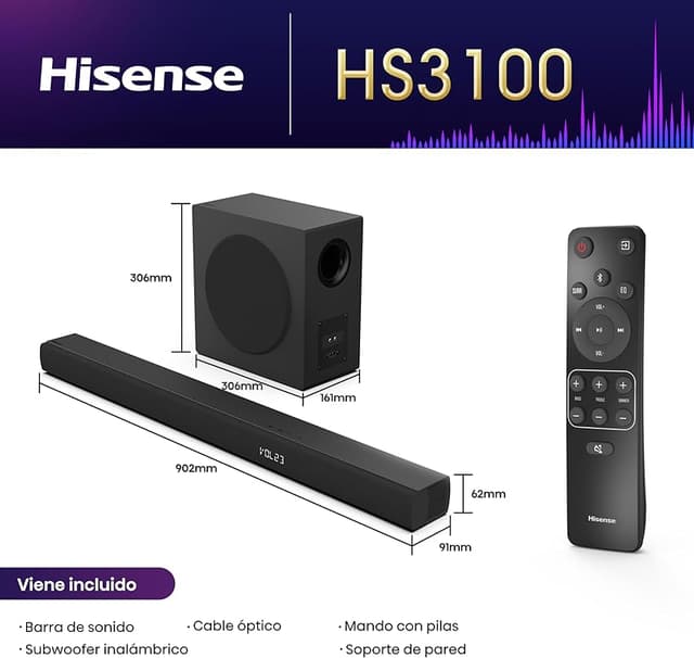 Thumbnail 2 de Hisense HS3100 Barra de sonido 3.1, 480W