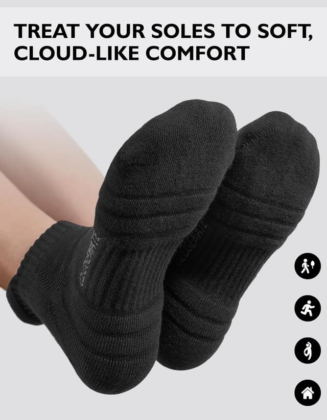Detalle 2 de CLOSEMATE Running Ankle Socks with Cushioned Sole, Breathable Arch Support and Non-Slip Fit (6 Pairs)