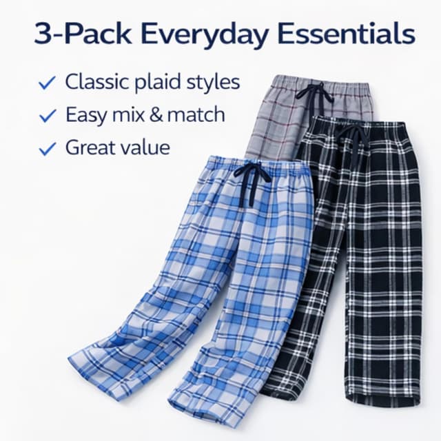 Detalle 1 de US Angels 3-Pack Boys Pajama Pants (Soft Micro Fleece or Jersey Knit) – Kids PJ Bottoms, Size 7-20