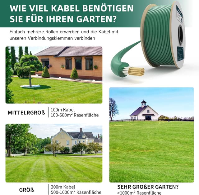 Detalle 2 de HAUSPROFI Universal Begrenzungskabel für Mähroboter (100 m) inkl. 300 Erdspieße & 10 Klemmenblöcke, Ø 2,7 mm