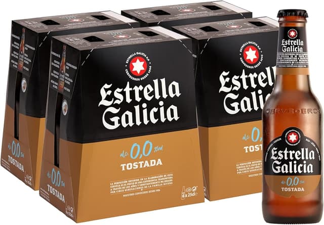 Imagen de Estrella Galicia 0,0 Tostada 🍺 Pack 24 x 25cl - Lager sin alcohol en OfertitasTOP