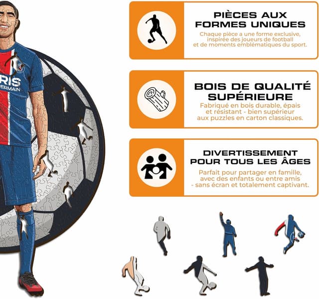 Thumbnail 6 de Puzzle en bois Iconic Puzzles PSG Achraf Hakimi (taille S) – 150 pièces, licence officielle