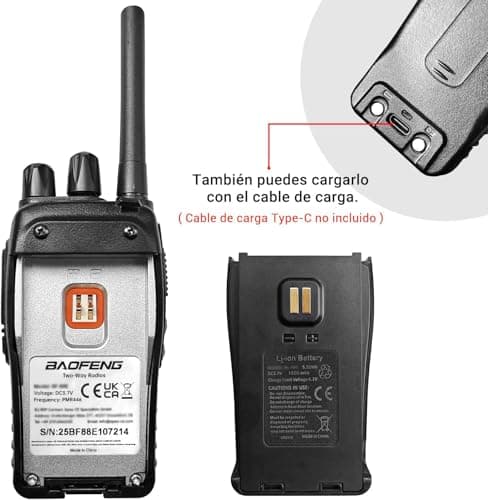 Detalle 2 de Baofeng Walkie Talkie Profesional PMR 📡 Recargable, 16 Canales
