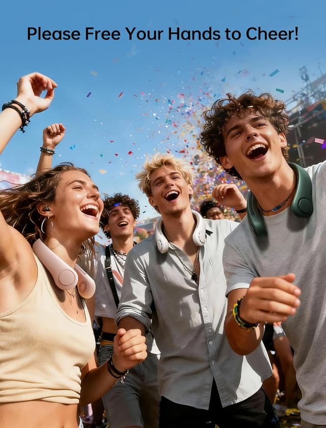 Detalle 2 de JISULIFE Portable Neck Fan (Hands-Free Bladeless) – 5 Speeds, 4000 mAh rechargeable