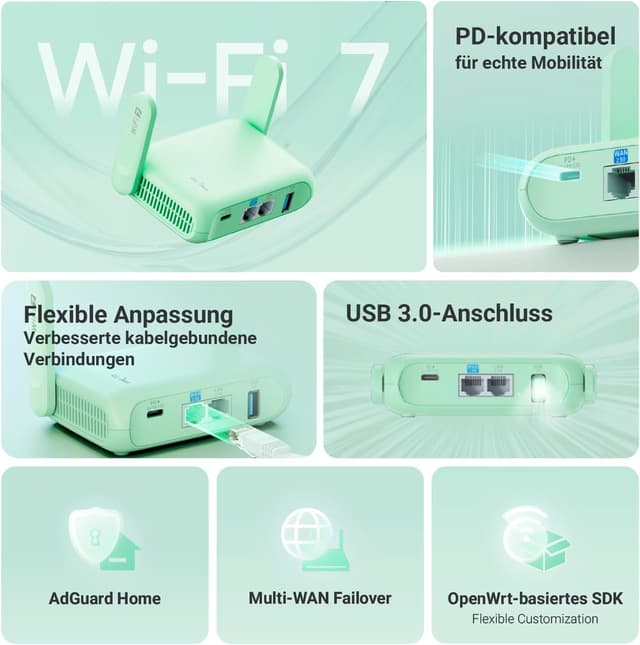 Thumbnail 3 de GL.iNet GL-MT3600BE Beryl 7 WLAN Reiserouter