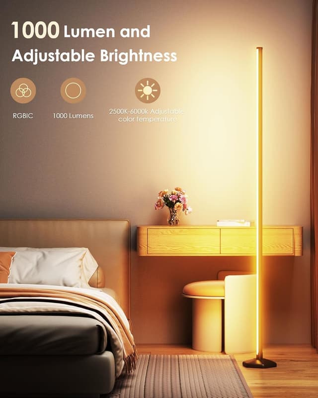 Detalle 2 de Uocub Corner Floor Lamp (2 Pack) – Smart RGB LED with App/Remote/Button, Music Sync