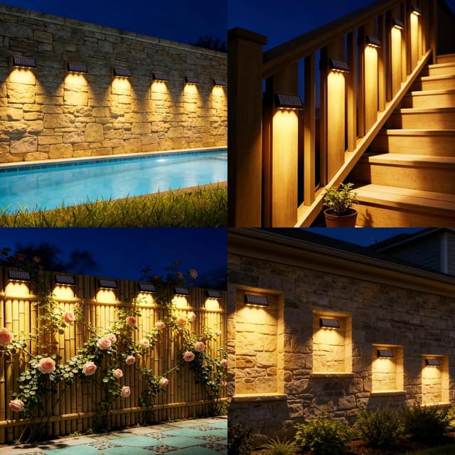 Thumbnail 6 de Wudyfei Solar Fence Lights Outdoor (4 Pack) with 3LED and 3 Convex Lenses, IP65 waterproof solar wall lights