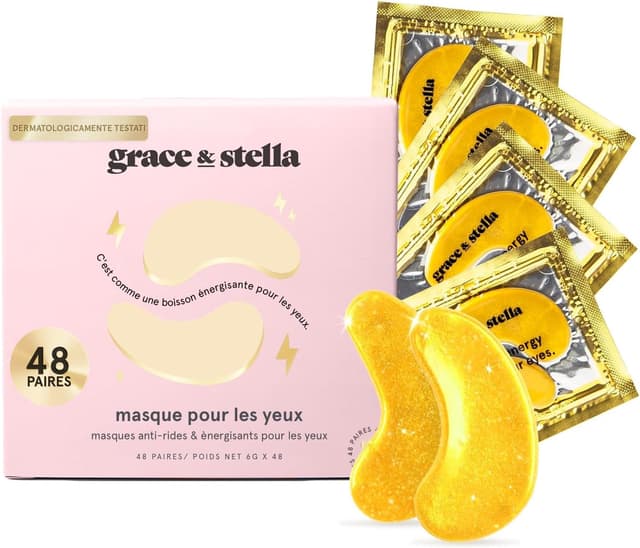 Detalle de Grace & Stella Masque Yeux Primé en patch anti-cernes (48 paires, or) – gel hydratant vegan