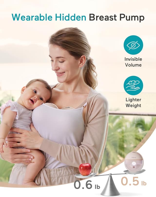 Detalle de Paruu Hands Free Breast Pump P16 (Wearable Electric Portable) with 4 Modes & 12 Levels, 2-Pack