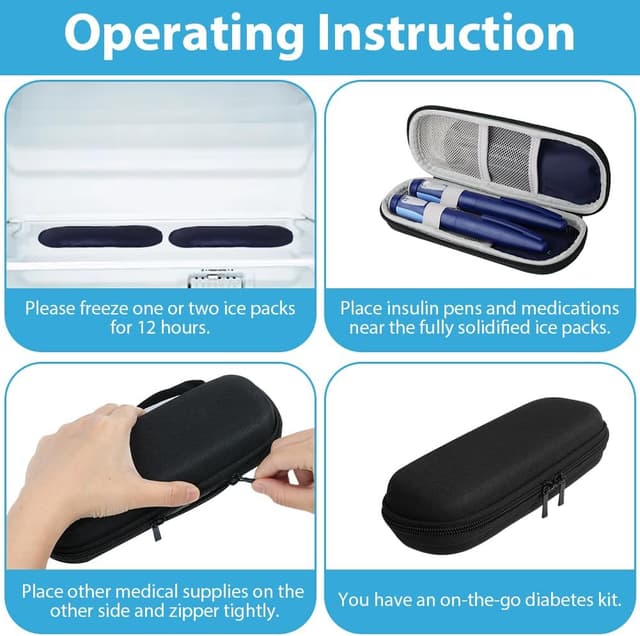 Detalle de ACWOO Sac pour diabétique avec étui isotherme et 2 poches de glace réutilisables