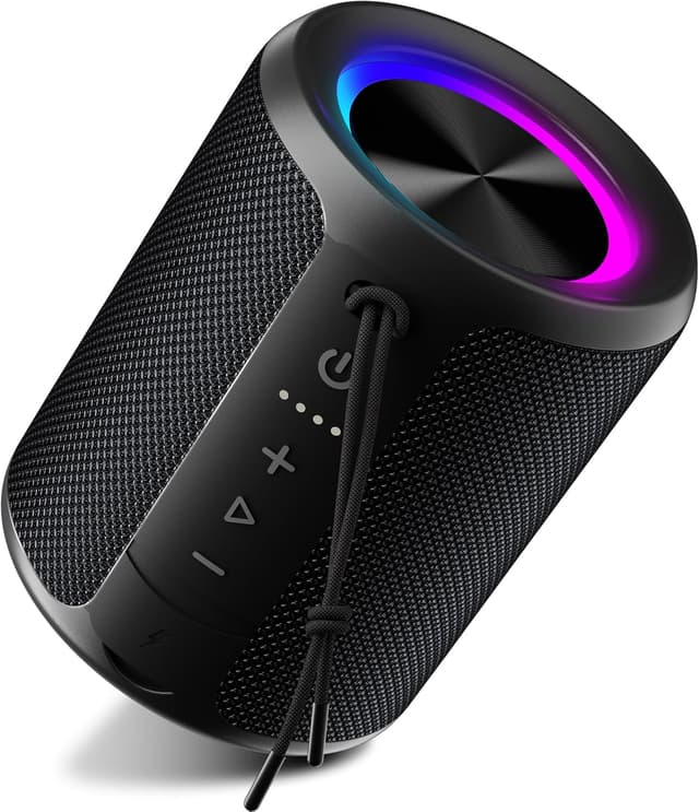 Detalle de DUDGSIS Portable Bluetooth Speaker (IPX7, 20W Stereo) with Beat-Synced RGB Light