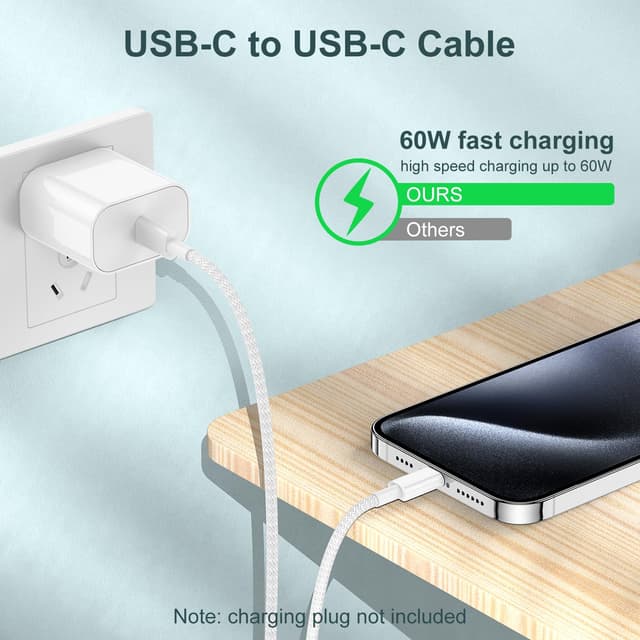 Detalle 2 de USB C to C Fast Charging Cable 10ft