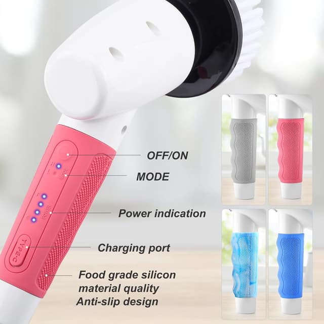 Detalle de Adamantite Electric Spin Scrubber (400RPM) with 8 Replaceable Brush Heads, 3 Adjustable Sizes & IPX6