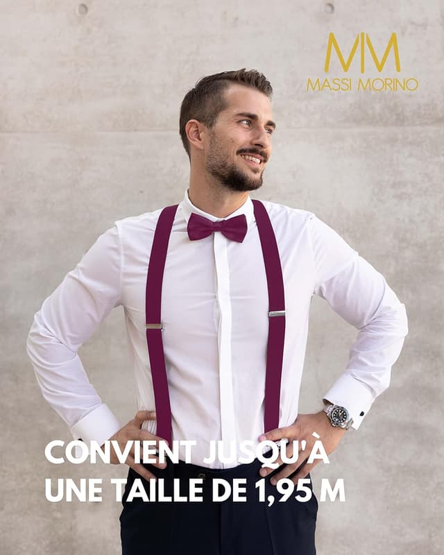 Detalle 2 de Massi Morino bretelles avec nœud papillon 3,5 cm