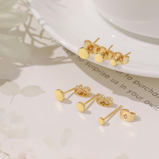 Thumbnail 6 de FUNEIA 3er Set Ohrstecker Gold vergoldet (14K), 925 Sterling Silber – wasserfest, hypoallergen