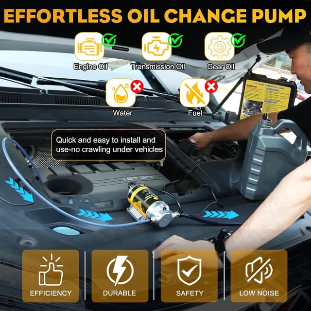 Detalle de FACFUEL Electric Oil Extractor Pump (12/24V, 100W) Oil Change Transfer Kit with Storage Case