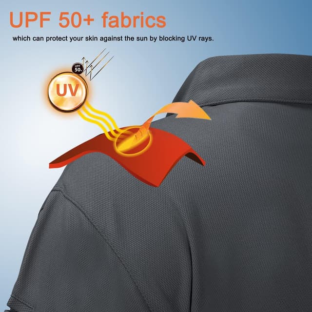 Detalle de MIER Men’s Outdoor Performance Tactical Polo Shirts (Short & Long Sleeve), Moisture-Wicking