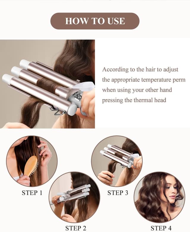 Thumbnail 6 de CkeyiN 3-Barrel 22mm Hair Waver with LCD 🎀