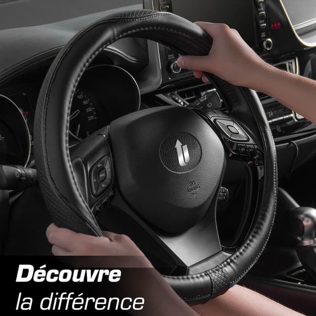 Detalle 1 de Couvre volant noir simili cuir 37-38 cm