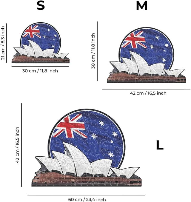 Detalle de Iconic Puzzles Sidney Opera House, Collezione Monumenti: puzzle di legno 100% sostenibile (Taglia S, 150 pezzi)