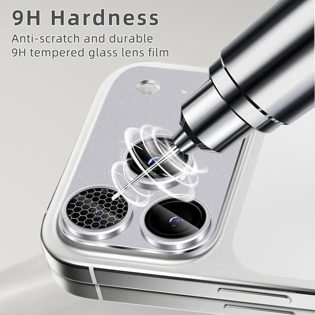 Detalle 2 de SumRioo Kameraschutz für iPhone 17 Pro Max – Panzerglasfolie mit 9H Härte, Aluminiumlegierung, grau