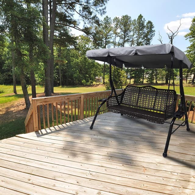 Detalle de HJSSAA Ersatzdach für Hollywoodschaukel (2 Sitzer) 164 x 114 x 15 cm – wetterfest, wasserdicht & UV-geschützt, grau