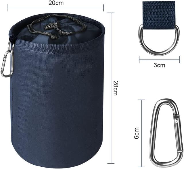 Detalle de Vicloon Borsa per mollette con gancio e chiusura a cordoncino, capacità fino a 200 mollette (blu navy)