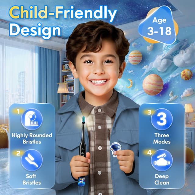 Detalle 2 de Kids Electric Toothbrush Astronaut Black 31000VPM