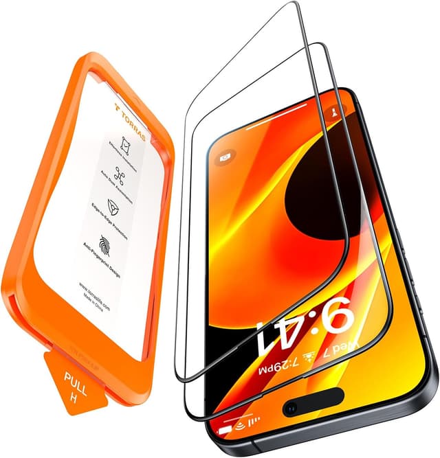 Detalle de TORRAS GlassGo Schutzfolie 9H+ für iPhone 15 Pro, 2er-Set