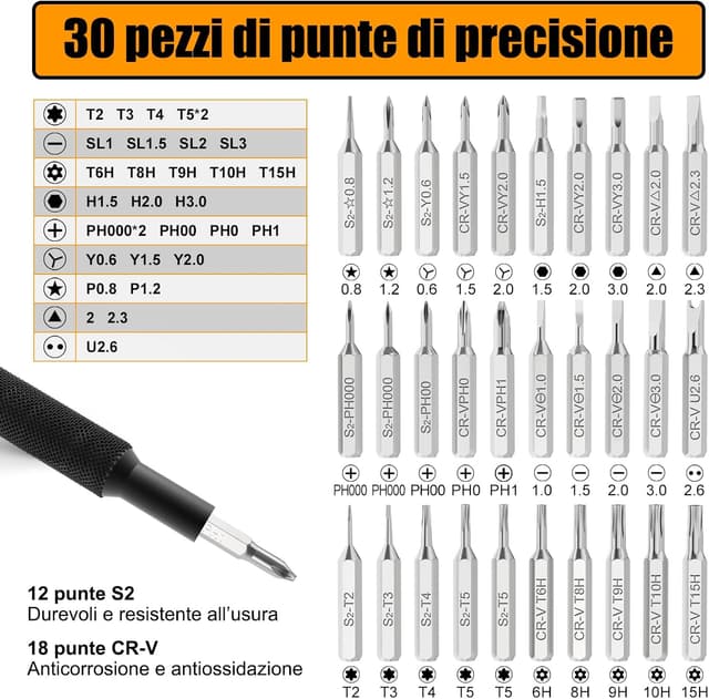 Detalle de VCELINK Set Cacciaviti Precisione 38 pz magnetici (Torx T1-T5) per smartphone, PS4, Xbox e altro