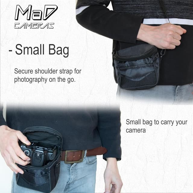 Detalle de MaD Camera kleine Kameratasche (kompakte Schulter-Tragetasche) für Bridge-Kameras